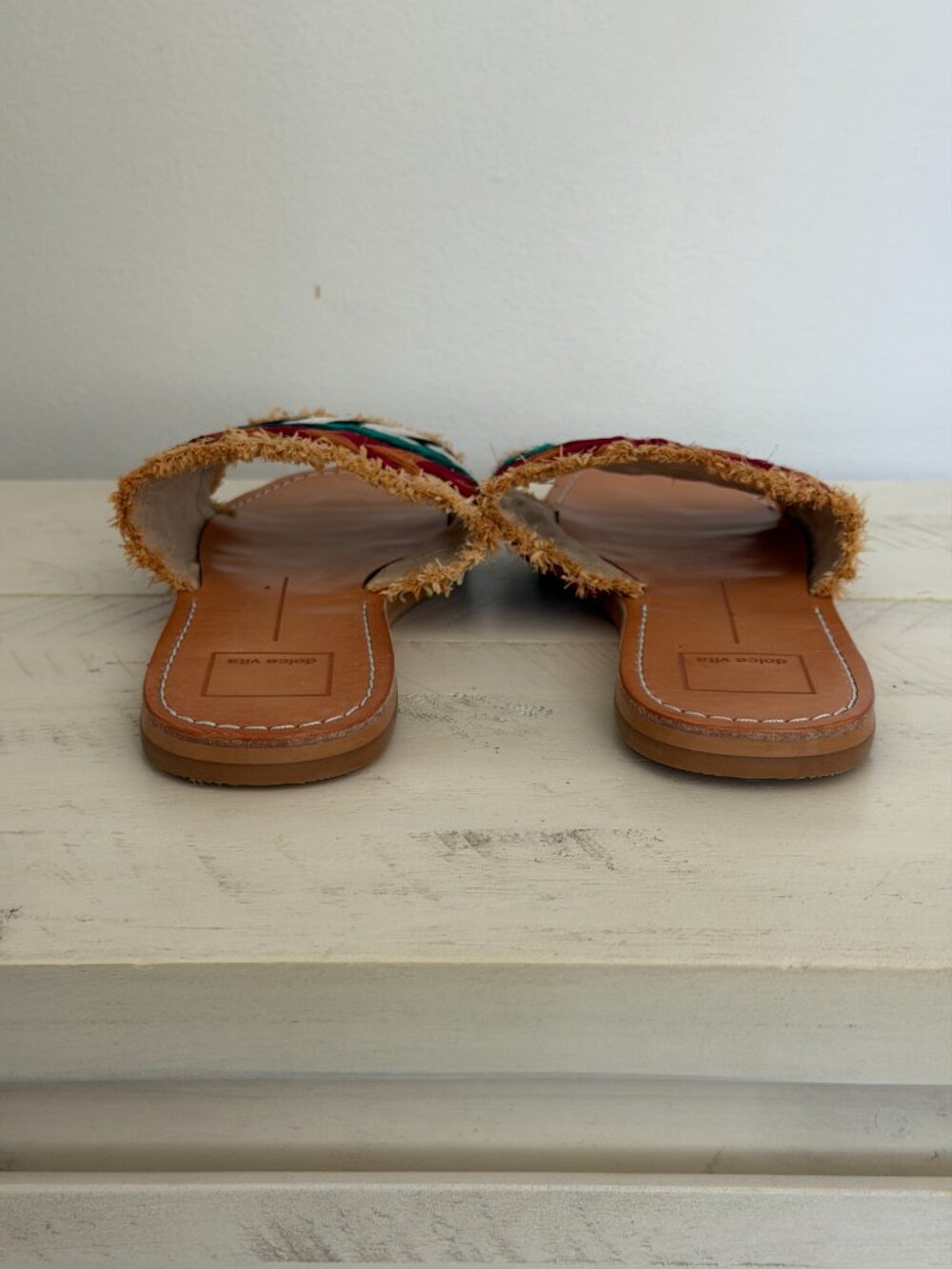 Dolce Vita Boho Raffia Slide Sandals Size 7. Woven Embroidered. Worn Once - Picture 6 of 11